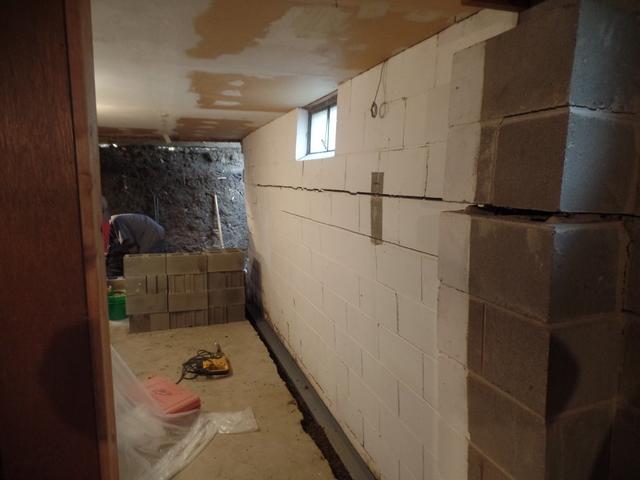 This wall was bowing, but able to be repaired using PowerBraces.