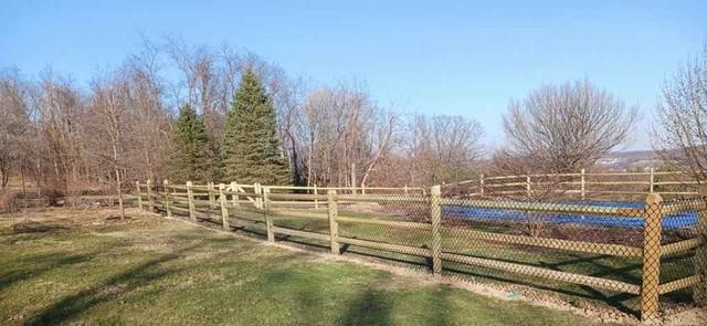 3 Rail Split Rail Natural Pressure Treated Wood / Chain Link Fence / (1) 8' Double Gate / (1) 4' gate