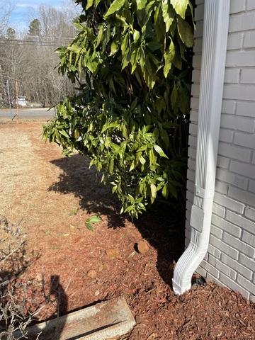 Downspout Extension and Strainer Basket Installed on Gutters