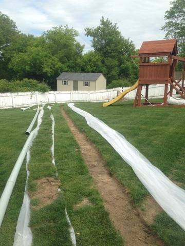 Removing the grass, we remove the grass so we can put it back later. We do this so you won't have to plant grass seed or have a mess in your yard.