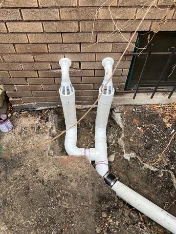 We then decided to attach our antifreeze fitting to the exterior discharge lines. IceGuard's slotted openings eject water and prevents clogging or freezing of the lines in harsh weather.