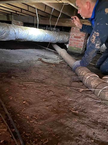 Inspector Investigating Crawl Space