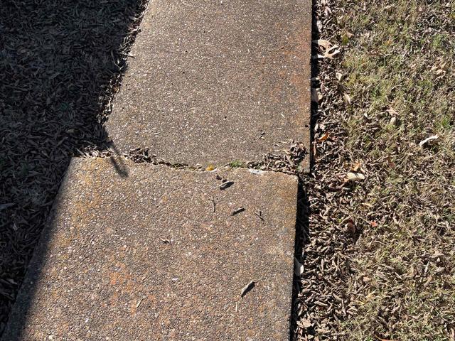 Sidewalk before Poly Level 400 injection & Nexus crack repair and sealant.