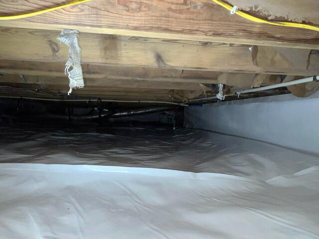 An angled view of a fully encapsulated crawlspace