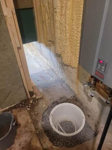 Sump liner is installed