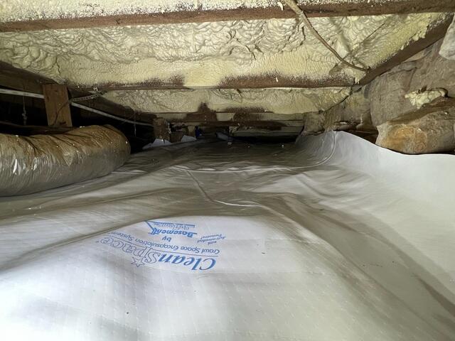 A close up of an encapsulated crawlspace