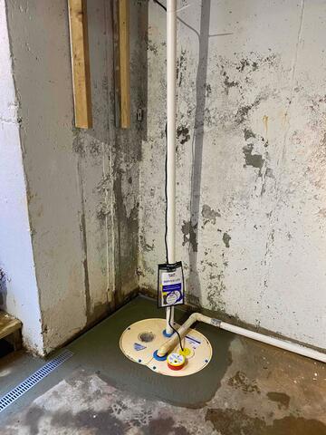 Sump Pump System in Corner