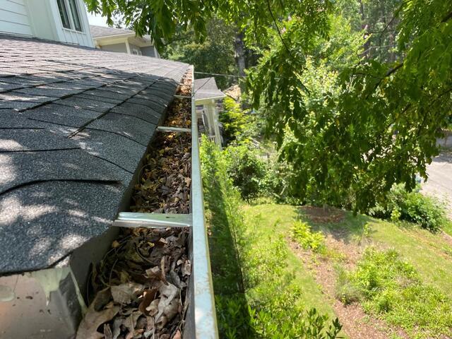 Gutter clogging with debris