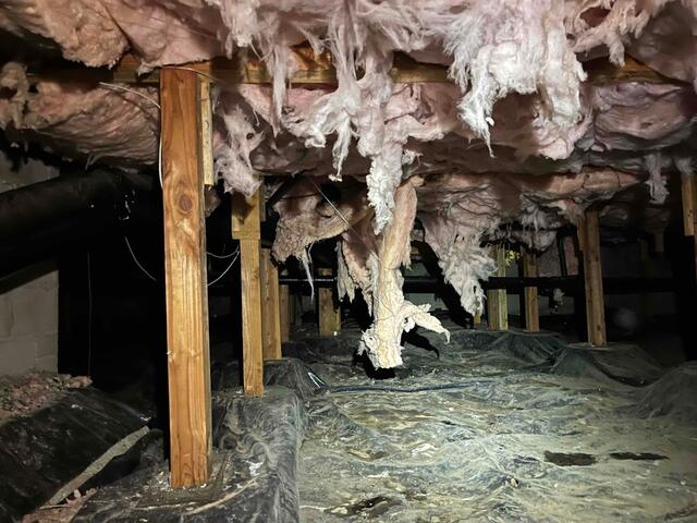 Old insulation in disrepair
