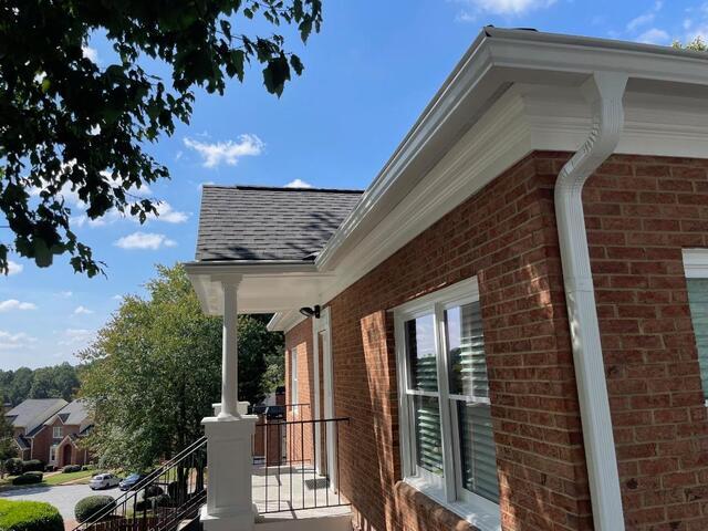 Great view of completed Gutter Shutter Seamless install