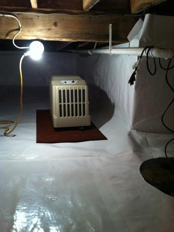 The Newly Installed Sani-Dry in a Webster, WI Crawl Space