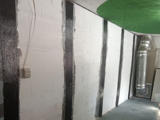 A close-up view of the basement wall we worked on.