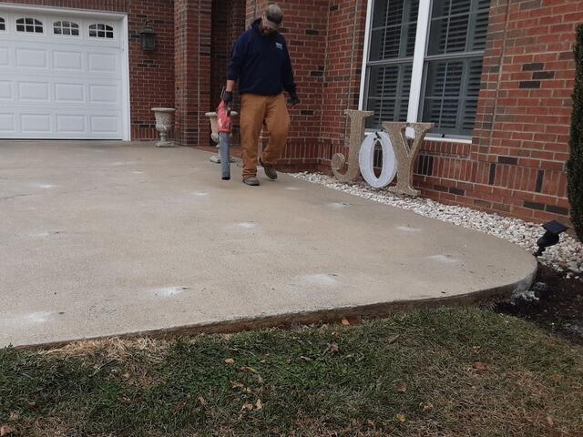One of our crew members cleaning up after injecting the Polylift.