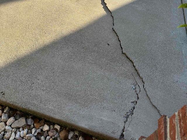 A close-up of the concrete slab