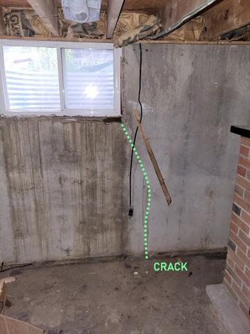 Wall crack in corner of window
