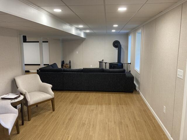 Upgraded basement seating area