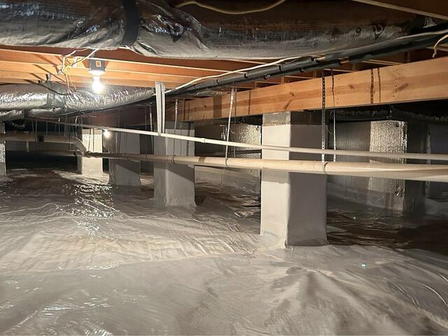 Another view of a beautifully encapsulated crawlspace.
