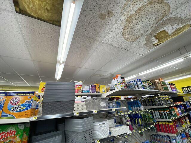 Leaking through the roof.