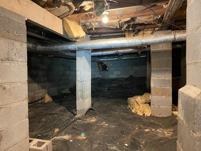 The crawlspace appeared as it did before our crew commenced their work.