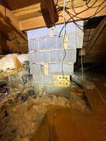 Chimney with exposed holes