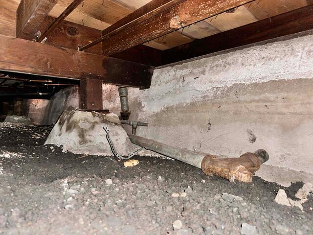 Moist and moldy crawlspace in San Leandro, California