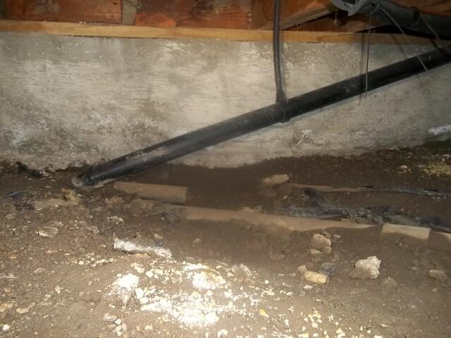 Flood waters stand in crawlspace in Concord, CA