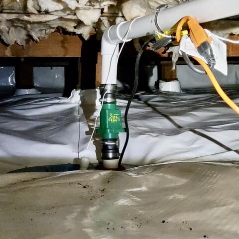 Clean CrawlSpace sump pump installation