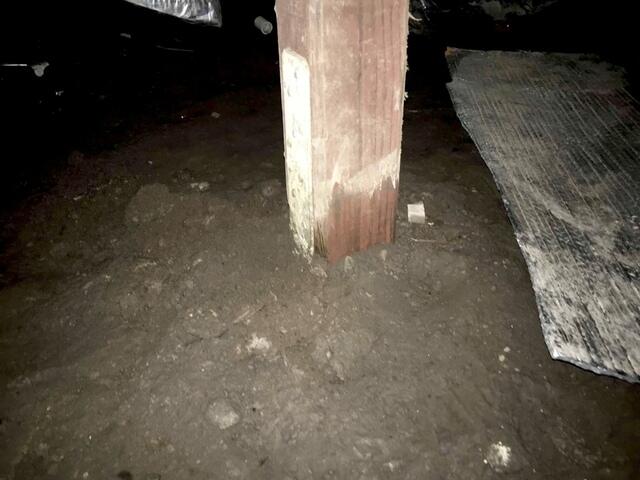 Wet and muddy crawlspace in Bolinas, CA