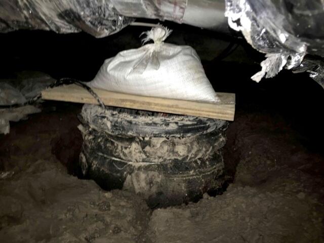 Muddy mess in Crawlspace in Bolinas, California