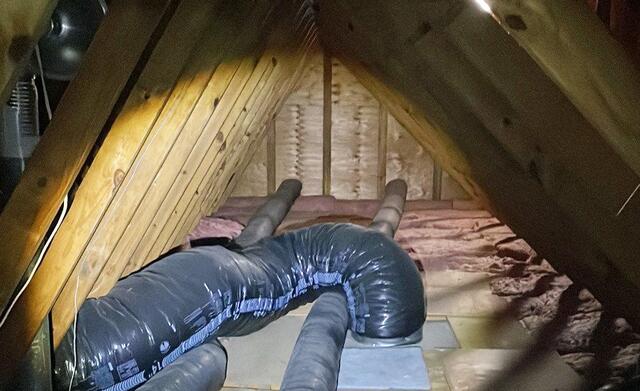 Exposed Fiberglass Insulation & Flexible Trunks