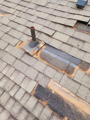 The removal of old shingles.