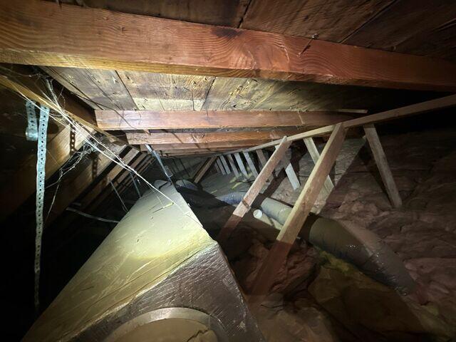 Area's of the insulation in attic.