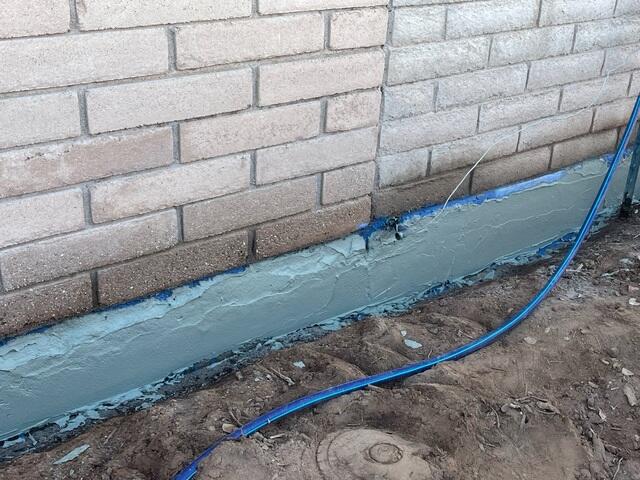 Stem Wall Patching Process: Fresh Cement in Eloy, Arizona