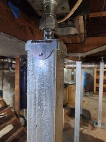 New Support Columns in Chelsea, Vermont, by Matt Clark's Northern Basement Systems.