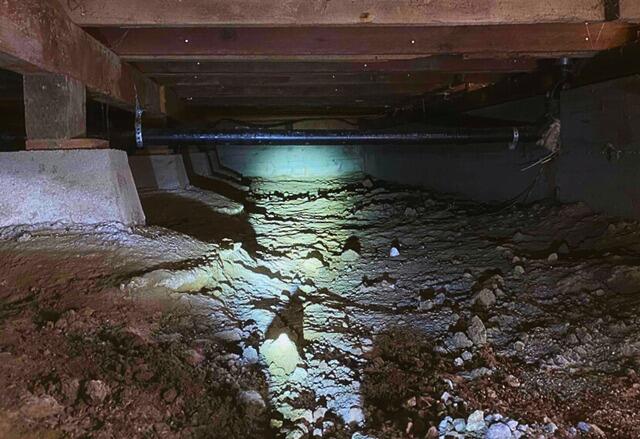 Signs of water damage in crawl space home