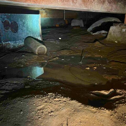 Standing water damages foundation in San Carlos, CA, home crawlspace