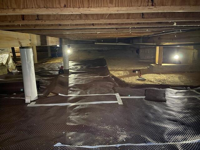 Installation of Crawl Space Drainage Matting