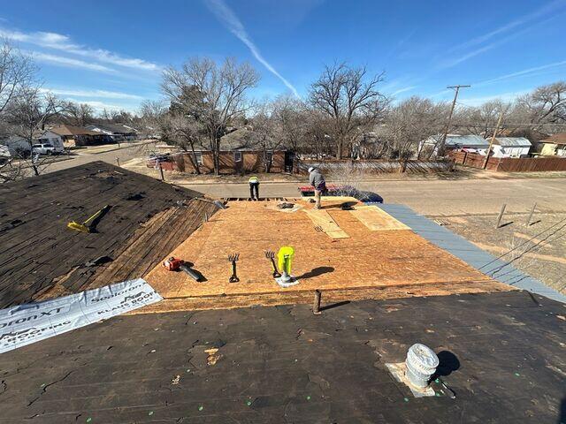 Replacing the old decking.