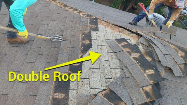 Multiple layered roof.