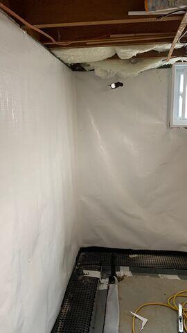 Process of Installing the WaterGuard, Drainage Matting, & Vapor Barrier
