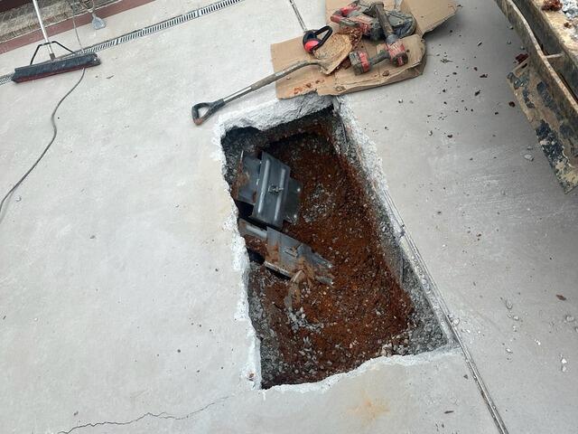 A close-up of our Geo Locks installed on the outside of the foundation.