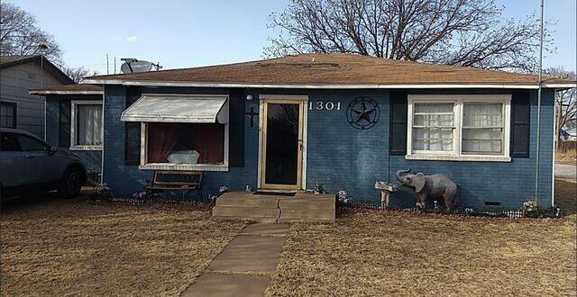 Home with severe damage.