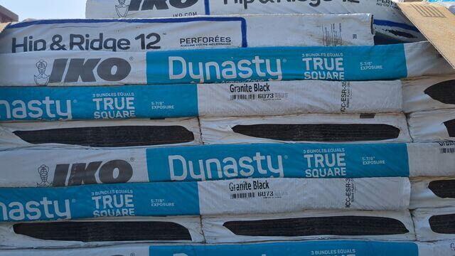Delivery of IKO Dynasty Granite Black Shingles.