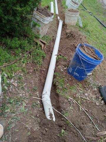 Buried discharge.
