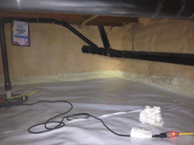 <p>The CleanSpace vapour barrier was installed and attached with new spray foam.</p>