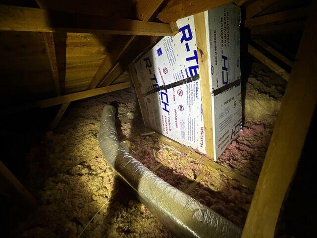 Area's in the attic with old Insulation.