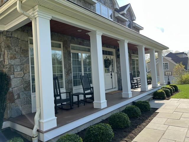 Full view of porch