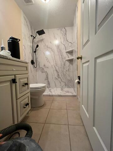 The walls and the shower already installed