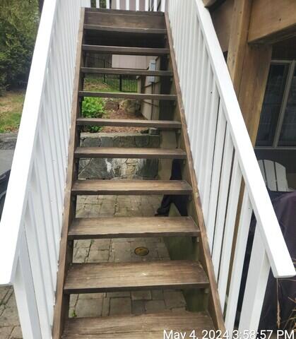Stairs up to deck