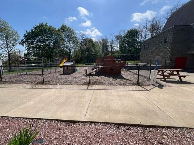Black 48" High Chain Link Fence /Black Privacy Slats on part of the fence a